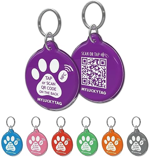 MYLUCKYTAG NFC & QR Code Smart Pet ID Tag Personalisierte Hund-Katze-Tag, Online-Haustier-Profil, Haustier Standort Alert E-Mail, Digital Pet Tag, Quiet Pet Tag, Durable Pet ID, Hundehalsband Tag MYLUCKYTAG NFC & QR Code Smart Pet ID Tag Personalisierte Hund-Katze-Tag, Online-Haustier-Profil, Haustier Standort Alert E-Mail, Digital Pet Tag, Quiet Pet Tag, Durable Pet ID, Hundehalsband Tag von MYLUCKYTAG