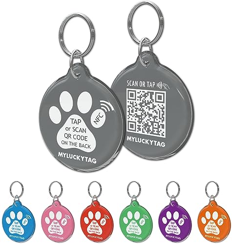 MYLUCKYTAG NFC & QR Code Smart Pet ID Tag Personalisierte Hund-Katze-Tag, Online-Haustier-Profil, Haustier Standort Alert E-Mail, Digital Pet Tag, Quiet Pet Tag, Durable Pet ID, Hundehalsband Tag MYLUCKYTAG NFC & QR Code Smart Pet ID Tag Personalisierte Hund-Katze-Tag, Online-Haustier-Profil, Haustier Standort Alert E-Mail, Digital Pet Tag, Quiet Pet Tag, Durable Pet ID, Hundehalsband Tag von MYLUCKYTAG