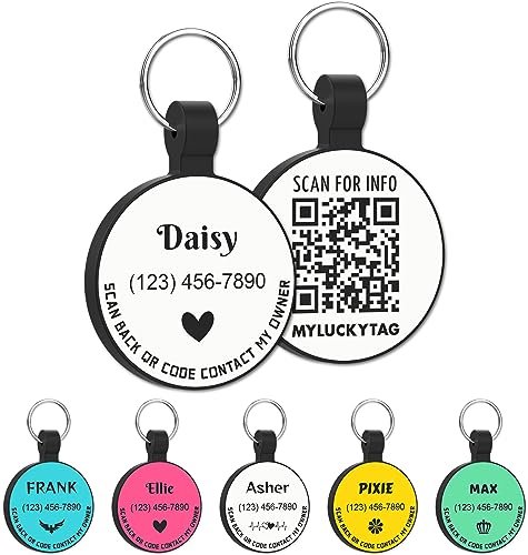 MYLUCKYTAG Personalisierte Haustier ID Tags Hundemarken - QR Code ID Tags - Haustier Online Profil - Senden Sie Haustier Standort Alert E-Mail beim Scannen MYLUCKYTAG Personalisierte Haustier ID Tags Hundemarken - QR Code ID Tags - Haustier Online Profil - Senden Sie Haustier Standort Alert E-Mail beim Scannen von MYLUCKYTAG