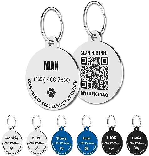 MYLUCKYTAG Personalisierte Haustier ID Tags Hundemarken - QR Code ID Tags - Haustier Online Profil - Senden Sie Haustier Standort Alert E-Mail beim Scannen MYLUCKYTAG Personalisierte Haustier ID Tags Hundemarken - QR Code ID Tags - Haustier Online Profil - Senden Sie Haustier Standort Alert E-Mail beim Scannen von MYLUCKYTAG