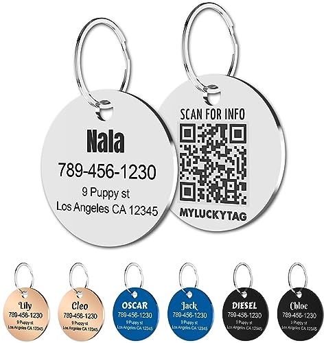 MYLUCKYTAG Personalisierte Haustier ID Tags Hundemarken - QR Code ID Tags - Haustier Online Profil - Senden Sie Haustier Standort Alert E-Mail beim Scannen MYLUCKYTAG Personalisierte Haustier ID Tags Hundemarken - QR Code ID Tags - Haustier Online Profil - Senden Sie Haustier Standort Alert E-Mail beim Scannen von MYLUCKYTAG