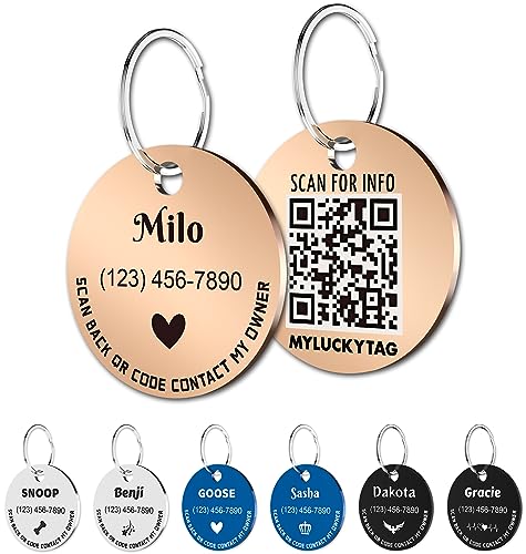 MYLUCKYTAG Personalisierte Haustier ID Tags Hundemarken - QR Code ID Tags - Haustier Online Profil - Senden Sie Haustier Standort Alert E-Mail beim Scannen MYLUCKYTAG Personalisierte Haustier ID Tags Hundemarken - QR Code ID Tags - Haustier Online Profil - Senden Sie Haustier Standort Alert E-Mail beim Scannen von MYLUCKYTAG