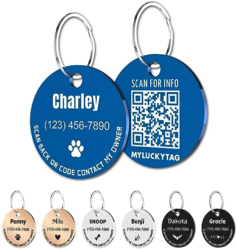 MYLUCKYTAG Personalisierte Haustier ID Tags Hundemarken - QR Code ID Tags - Haustier Online Profil - Senden Sie Haustier Standort Alert E-Mail beim Scannen MYLUCKYTAG Personalisierte Haustier ID Tags Hundemarken - QR Code ID Tags - Haustier Online Profil - Senden Sie Haustier Standort Alert E-Mail beim Scannen von MYLUCKYTAG