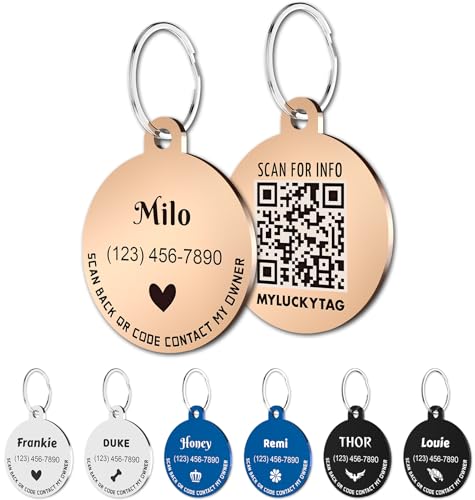 MYLUCKYTAG Personalisierte Haustier ID Tags Hundemarken - QR Code ID Tags - Haustier Online Profil - Senden Sie Haustier Standort Alert E-Mail beim Scannen MYLUCKYTAG Personalisierte Haustier ID Tags Hundemarken - QR Code ID Tags - Haustier Online Profil - Senden Sie Haustier Standort Alert E-Mail beim Scannen von MYLUCKYTAG