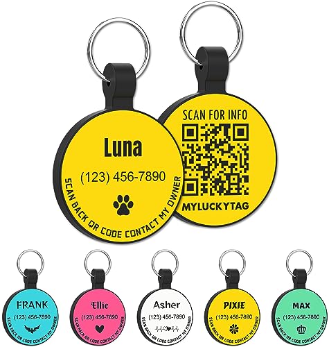 MYLUCKYTAG Personalisierte Haustier ID Tags Hundemarken - QR Code ID Tags - Haustier Online Profil - Senden Sie Haustier Standort Alert E-Mail beim Scannen MYLUCKYTAG Personalisierte Haustier ID Tags Hundemarken - QR Code ID Tags - Haustier Online Profil - Senden Sie Haustier Standort Alert E-Mail beim Scannen von MYLUCKYTAG
