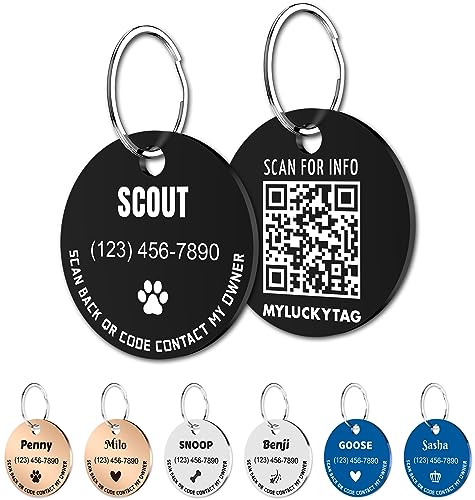 MYLUCKYTAG Personalisierte Haustier ID Tags Hundemarken - QR Code ID Tags - Haustier Online Profil - Senden Sie Haustier Standort Alert E-Mail beim Scannen MYLUCKYTAG Personalisierte Haustier ID Tags Hundemarken - QR Code ID Tags - Haustier Online Profil - Senden Sie Haustier Standort Alert E-Mail beim Scannen von MYLUCKYTAG