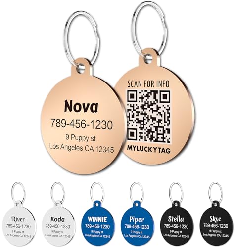 MYLUCKYTAG Personalisierte Haustier ID Tags Hundemarken - QR Code ID Tags - Haustier Online Profil - Senden Sie Haustier Standort Alert E-Mail beim Scannen MYLUCKYTAG Personalisierte Haustier ID Tags Hundemarken - QR Code ID Tags - Haustier Online Profil - Senden Sie Haustier Standort Alert E-Mail beim Scannen von MYLUCKYTAG