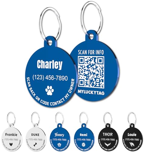 MYLUCKYTAG Personalisierte Haustier ID Tags Hundemarken - QR Code ID Tags - Haustier Online Profil - Senden Sie Haustier Standort Alert E-Mail beim Scannen MYLUCKYTAG Personalisierte Haustier ID Tags Hundemarken - QR Code ID Tags - Haustier Online Profil - Senden Sie Haustier Standort Alert E-Mail beim Scannen von MYLUCKYTAG