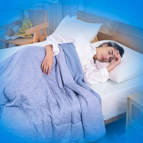 MH MYLUNE HOME Kühldecke Leichte Sommerdecke, Arc-Chill Q-Max>0.458, 2in1 Kühlende Bettdecke 200x220, Sommerbettdecke Kuscheldecke Wohndecke Sofadecke Reisedecke Cooling Blanket (blau, 200 x 220 cm) von MH MYLUNE HOME