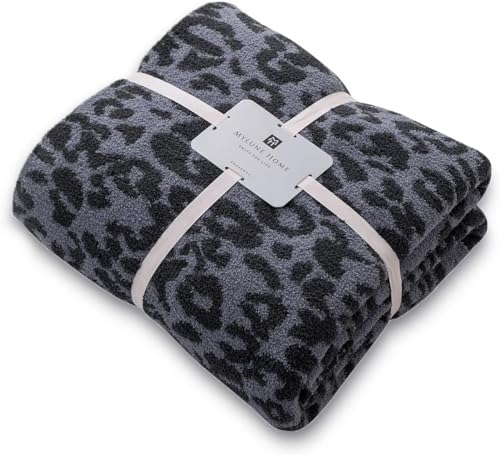 MH MYLUNE HOME Ultraweiche Leoparden Decke Öko-Tex 550GSM Kuscheldecke Sofadecke Kuschelig Cozy Throw Blanket Wohndecke Couchdecke Leoparden Decke Leopardenmuster Geschenke 130x160cm Dunkelgrau von MH MYLUNE HOME