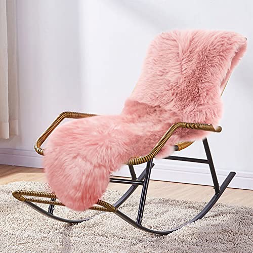 MH MYLUNE HOME Lammfell Teppich Schaffell echt 170cm x 60cm weiche und Flauschige Decke rosa Sitzfell Bett-Vorleger oder Matte für Wohnzimmer Stuhl Sofa von MH MYLUNE HOME