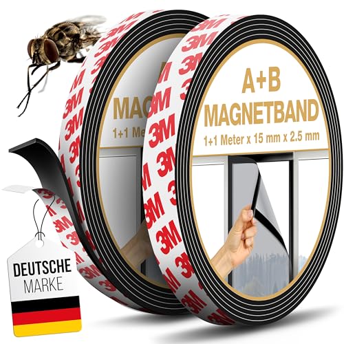 MYMIND® Magnetband A+B Selbstklebend [Extra Stark] für Fliegengitter & Vorhänge mit 3M Kleber - Sehr Starkes Magnetklebeband für Maximale Haftung - Magnetisches Klebeband von MYMIND