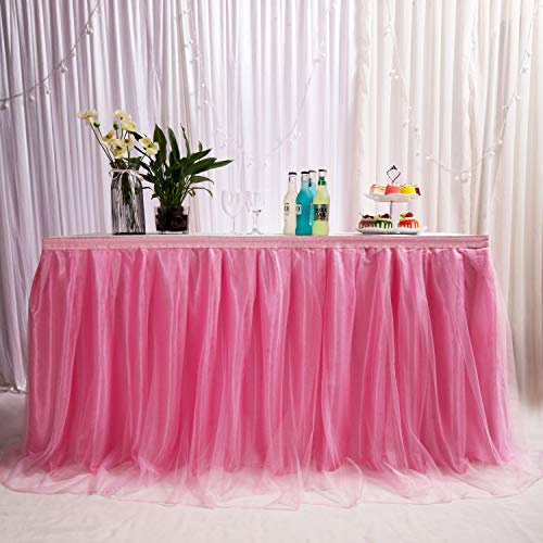 14ft / 426cm Rosa Tischrock, romantische Tüll Schreibtisch Gaze, Tischdekoration, Schneeflocke Wonderland Tutu Tischdecke, für Babyparty,Hochzeit,Geburtstag,Party,Bar,Valentinstag Weihnachten 14ft / 426cm Rosa Tischrock, romantische Tüll Schreibtisch Gaze, Tischdekoration, Schneeflocke Wonderland Tutu Tischdecke, für Babyparty,Hochzeit,Geburtstag,Party,Bar,Valentinstag Weihnachten von MYMM