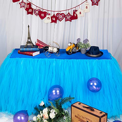 3ft / 91cm Blau Tischrock, romantische Tüll Schreibtisch Gaze, Tischdekoration, Schneeflocke Wonderland Tutu Tischdecke, für Babyparty,Hochzeit,Geburtstag,Party,Bar,Valentinstag Weihnachten von MYMM