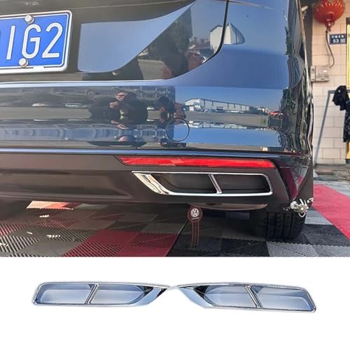 MYMOMS 2 Stück Heckstoßstangen-Zierstreifen Auspuff Chrom Helle Streifen Stoßstange Dekoratives ABS-Zubehör für VW Passat B8.5 2020 2021 2022 2023,Silver von MYMOMS