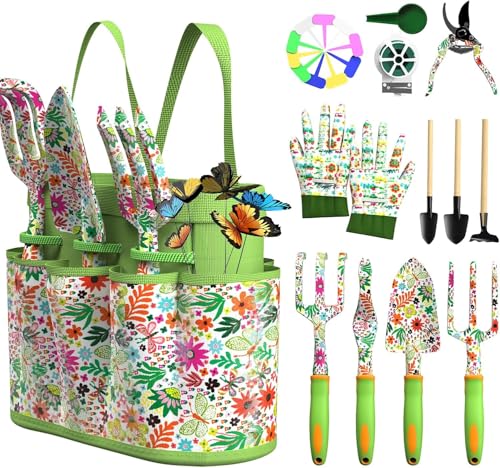 Gartenwerkzeug Set, 27 Stück Garten Hand Werkzeuge, Rost Sicht Gartenarbeit Set mit dauerhafter Aufbewahrungstasche, Ergonomischer Anti-Rutsch-Griff, ideale Gartengeschenke für Frauen und Männer Gartenwerkzeug Set, 27 Stück Garten Hand Werkzeuge, Rost Sicht Gartenarbeit Set mit dauerhafter Aufbewahrungstasche, Ergonomischer Anti-Rutsch-Griff, ideale Gartengeschenke für Frauen und Männer von MYMULIKE