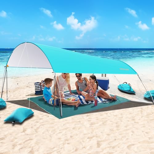 MYMULIKE Strandzelt XXL 3.2x3.2m Strandmuschel UV Schutz 50+, Verstellbarer Schattenbereich & Allseitiger Sonnenschutz, Beach Tent Holds 4 to 7 Personen für Strand und Camping MYMULIKE Strandzelt XXL 3.2x3.2m Strandmuschel UV Schutz 50+, Verstellbarer Schattenbereich & Allseitiger Sonnenschutz, Beach Tent Holds 4 to 7 Personen für Strand und Camping von MYMULIKE