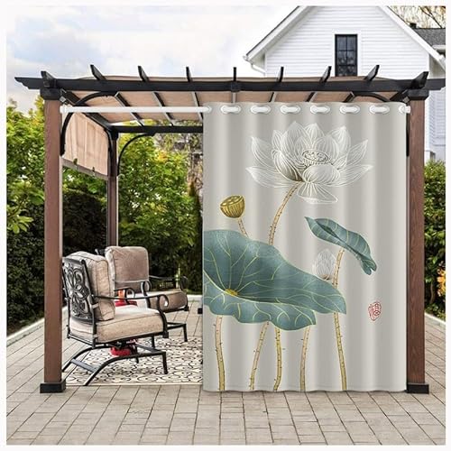 MYNVY sichtschutz terrasse Outdoor Vorhang 2 Stücke Outdoorvorhänge Wetterfest mit Ösen, Wasserdicht Outdoor Außen Gardine für Garten Terrasse Pavillon Veranda Balkon(Color:b,Size:1.4 * 2.7m) von MYNVY