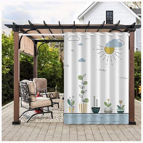 MYNVY sichtschutz terrasse Outdoor Vorhang 2 Stücke Outdoorvorhänge Wetterfest mit Ösen, Wasserdicht Outdoor Außen Gardine für Garten Terrasse Pavillon Veranda Balkon(Color:d,Size:1.8 * 2m) von MYNVY