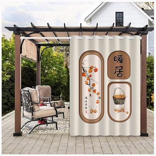 MYNVY sichtschutz terrasse Outdoor Vorhang 2 Stücke Outdoorvorhänge Wetterfest mit Ösen, Wasserdicht Outdoor Außen Gardine für Garten Terrasse Pavillon Veranda Balkon(Color:g,Size:1.8 * 2.7m) von MYNVY