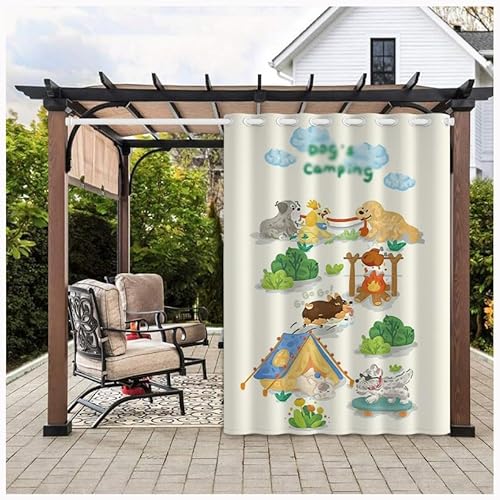MYNVY sichtschutz terrasse Outdoor Vorhang 2 Stücke Outdoorvorhänge Wetterfest mit Ösen, Wasserdicht Outdoor Außen Gardine für Garten Terrasse Pavillon Veranda Balkon(Color:h,Size:1.8 * 2m) von MYNVY