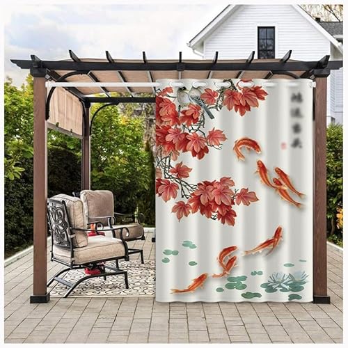 MYNVY sichtschutz terrasse Outdoor Vorhang 2 Stücke Outdoorvorhänge Wetterfest mit Ösen, Wasserdicht Outdoor Außen Gardine für Garten Terrasse Pavillon Veranda Balkon(Color:j,Size:1.8 * 2.5m) von MYNVY