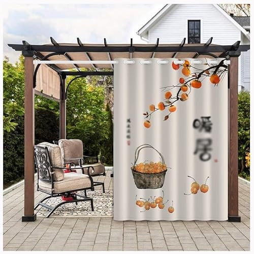 MYNVY sichtschutz terrasse Outdoor Vorhang 2 Stücke Outdoorvorhänge Wetterfest mit Ösen, Wasserdicht Outdoor Außen Gardine für Garten Terrasse Pavillon Veranda Balkon(Color:k,Size:1.6 * 2.5m) von MYNVY