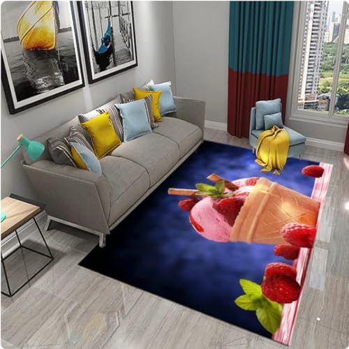 Bunte Eiscreme Muster Teppich, Kinder Schlafzimmer Antirutsch Teppich, Wohnzimmer Küche Dekor Teppiche Tür Matte von MYOBU