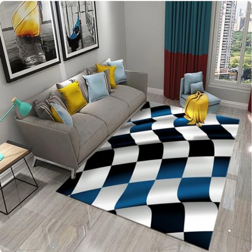 MYOBU Checkerboard Plaid Geometrische Teppiche, Wohnzimmer Schlafzimmer Dekor Bereich Teppich, Bad Küche rutschfeste Teppich Bodenmatte von MYOBU