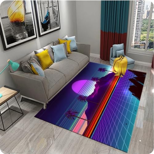MYOBU Farbe Abstrakt Psychedelische Landschaft 3D Teppich,Badezimmer Küche rutschfeste Bodenmatten,Wohnzimmer Schlafzimmer Dekor Teppiche von MYOBU
