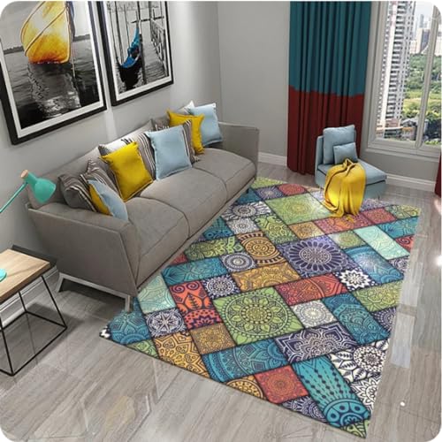 MYOBU Farbe Floral Ethnischen Stil Teppich,Schlafzimmer Wohnzimmer Dekor Bereich Teppiche,Badezimmer Küche rutschfeste Teppiche Bodenmatte von MYOBU