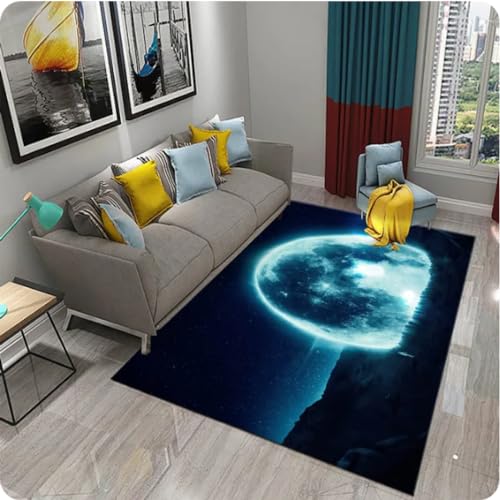 MYOBU Mondlandschaft 3D Teppich,Wohnzimmer Sofa Schlafzimmer Dekor Teppich Bodenmatte,Küche Bad Eingang Rutschfester Teppich von MYOBU