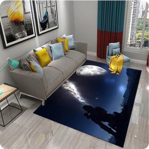 MYOBU Mondlandschaft 3D Teppich,Wohnzimmer Sofa Schlafzimmer Dekor Teppich Bodenmatte,Küche Bad Eingang Rutschfester Teppich von MYOBU