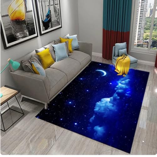 MYOBU Moon Star 3D Teppich, Wohnzimmer Schlafzimmer Dekor Teppiche, Küche Badezimmer Eingang Anti-Rutsch Bereich Teppich, Kinder Spielmatte von MYOBU