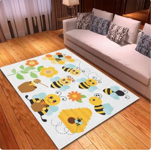 MYOBU Schöne Karikatur Honigbiene 3D Teppich, Wohnzimmer Schlafzimmer Dekor Bereich Teppich, Kinderzimmer Antirutsch Teppiche, Küche Bodenmatte von MYOBU