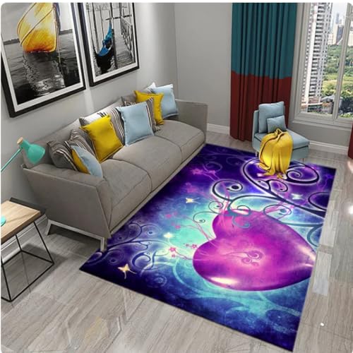 Romantischer Bunter Herz 3D Teppich, Wohnzimmer Schlafzimmer Dekor Teppiche, Badezimmer Küche Anti-Rutsch Teppiche Tür Matten von MYOBU