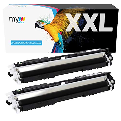 MYOFFICE 2X CF350a Tonerkartusche für HP Color Laserjet Pro M176n M177fw kompatibel Schwarz Drucker 1300 Seiten 2er Pack von MYOFFICE