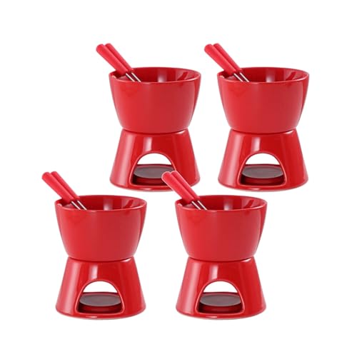 MYOLIO Roter Keramik-Schokoladenfonduetopf Mit Heizherd - Tragbar, Ultra-flexibel for Käse Und Eiscreme, Enthält Gabeln Und Ist Leicht Zu Reinigen, 4 Stück MYOLIO Roter Keramik-Schokoladenfonduetopf Mit Heizherd - Tragbar, Ultra-flexibel for Käse Und Eiscreme, Enthält Gabeln Und Ist Leicht Zu Reinigen, 4 Stück von MYOLIO