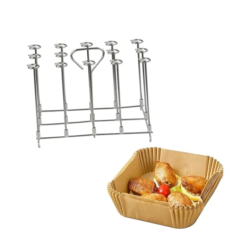 Vertikales Luftfritierspießgestell | 100PCS Air Fryer Papiereinlagen Öl-absorbierendes Tablett 360° gleichmäßige Erwärmung Leicht zu reinigen Komplettes Air Fryer Zubehör Set(Package C) von MYOLIO