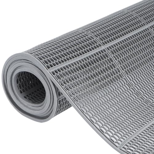 MYOYAY Drainage rutschfest Bodenmatte 4mm Dick, Kommerzielle Antirutschmatte 90 x 300cm Gummi-fußmatten PVC Mesh Hohlmatte Perforiert Gummimatte Duschmatte Antirutschmatte für Küche Schwimmbad Grau von MYOYAY