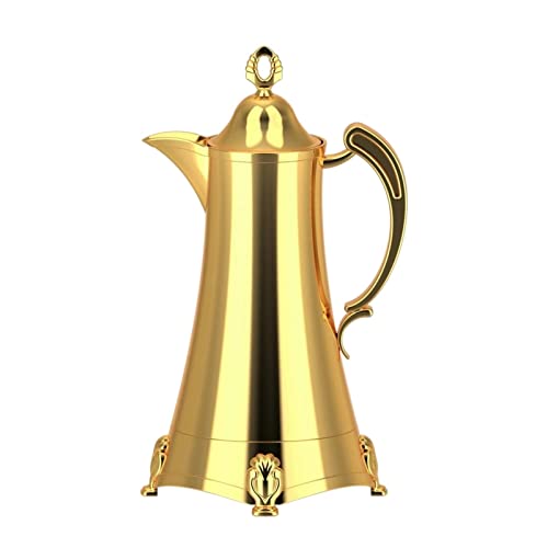 Arabische Kaffee Topf Thermos Kalt Wasserkocher Glas Gallone Haushalt Heißer Wasserkocher Wärmer Große Kapazität Teekanne Hohe Isolierung Wasserkocher (Color : Gold plating, Size : 800ML) von MYOYUE