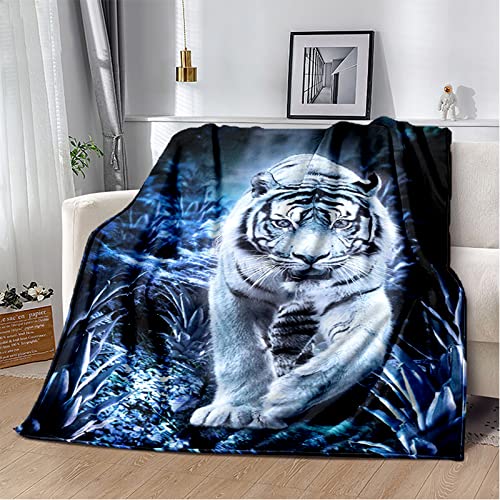 MYPALL 3D Muster Dicke Decke Weiß & Tiger Flanelldecke Sofadecke Kuscheldecke Mikrofaser Warm, Gemütlich,Super Weiche für Mädchen, Jungen, Erwachsene, Bett, Sofa 180 x 200cm von MYPALL