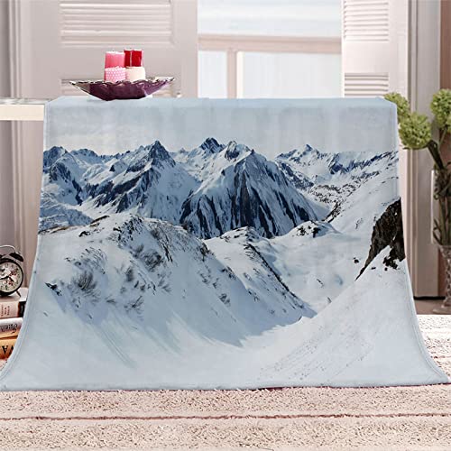 MYPALL Flanell Fleecedecke Kuscheldecke Weiße & verschneite Berge superweich Flanelldecke Super Soft Weiche 3D Drucken Warm Flauschige Decke TV-Decke Mikrofaserdecke Sofadecke 180 x 200cm von MYPALL