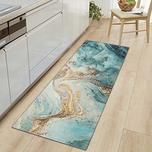 MYPALL Küchenteppiche Farbiger Marmor Waschbar Küchenmatte Küchenteppich Badematten rutschfeste Teppich 60 x 120cm von MYPALL