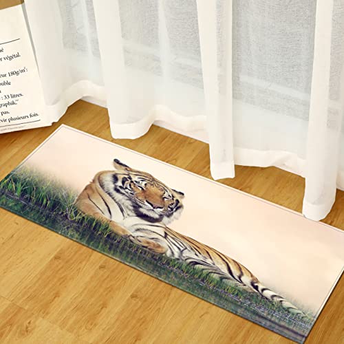 MYPALL Küchenteppiche Grasland-Tiger Waschbar Küchenmatte Küchenteppich Badematten rutschfeste Teppich 50 x 140cm von MYPALL