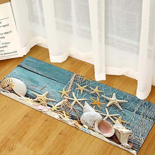 MYPALL Küchenteppiche Strand Muscheln Waschbar Küchenmatte Küchenteppich Badematten rutschfeste Teppich 50 x 140cm MYPALL Küchenteppiche Strand Muscheln Waschbar Küchenmatte Küchenteppich Badematten rutschfeste Teppich 50 x 140cm von MYPALL