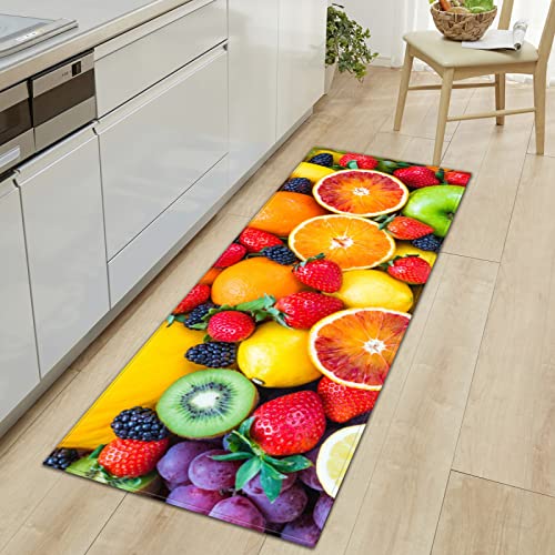 MYPALL Läufer rutschfestes Küchenmatten Bunte Früchte rutschfeste Küchenmatten und Teppiche Waschbare Gummiunterlage Fußmatte Mikrofaser 60 x 180cm von MYPALL