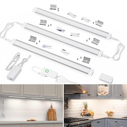 MYPLUS Dimmbare LED Unterbauleuchte 10W (630 Lumen) – 3er Set Werkstattlampe & Küchenbeleuchtung mit Plug-in, Ideal für Thekenschrank, Schrankregal & Schreibtisch Kaltweiß 6000K von MYPLUS