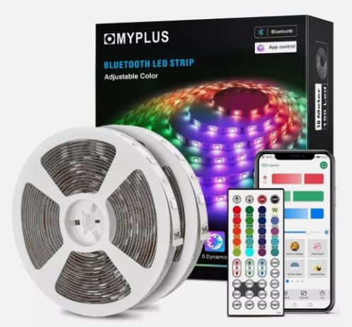 MYPLUS LED-Streifen, 20 m, Bluetooth-LED-Lichtstreifen mit App-Steuerung, Musik-Synchronisation und Timing-Funktion, 150 helle RGB-LEDs für Bar, Zuhause, Party-Dekoration von MYPLUS