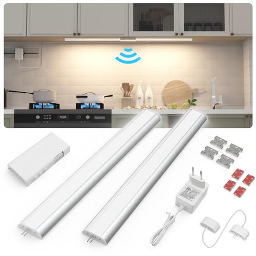 MYPLUS Led Unterbauleuchte Küche, 60cm Schrankbeleuchtung mit Bewegungsmelder, Dimmbar,420 Lumen,CRI>90,4000K Led Lichtleiste für Küche, Schrank, Kleiderschrank und Regal - Radar Version von MYPLUS